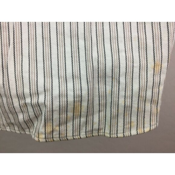 Van Heusen Mens Beige Striped Button-Front Shirt Size 16.5 32/33 - Picture 8 of 8